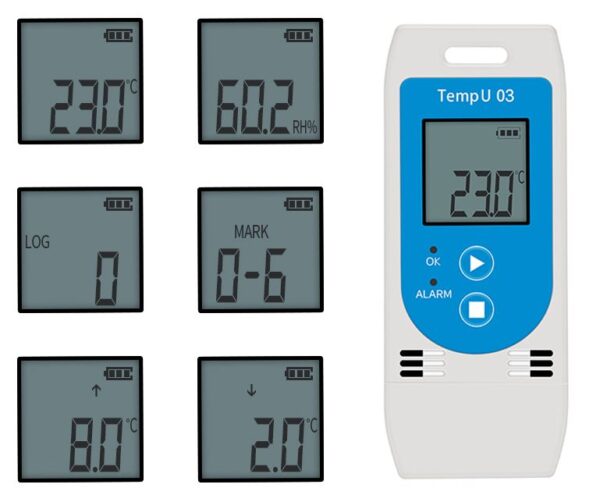 TempU03 USB temperature data logger display