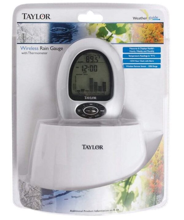 Taylor wireless rain gauge with thermometer