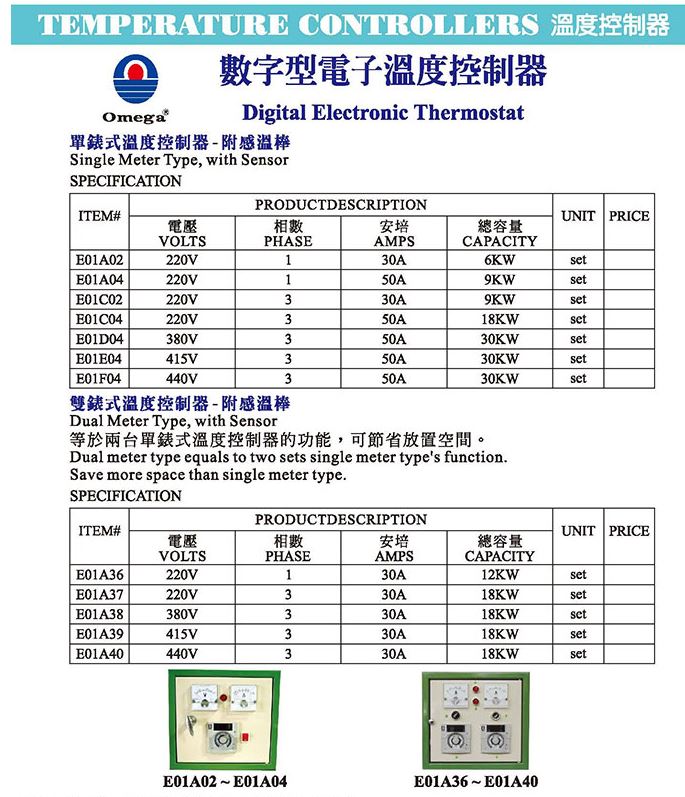 Temperature controller options