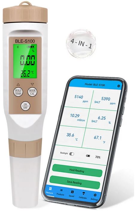 BLE-S100 EC, salt and TDS meter