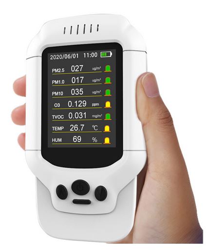 air quality meter pm2.5, PM1.0, PM10, O3, TVCO, temperature, humidity