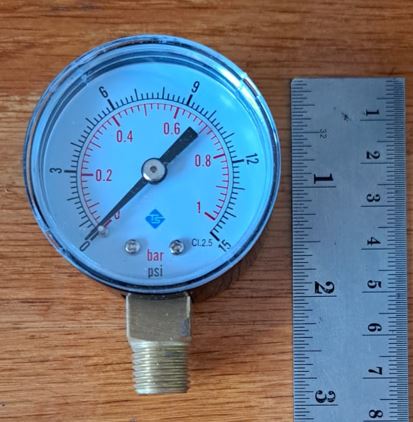 1 Bar 15 PSI Pressure Gauge size
