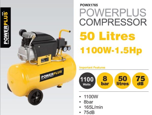 PowerPlus compressor 50 liter 8 Bar