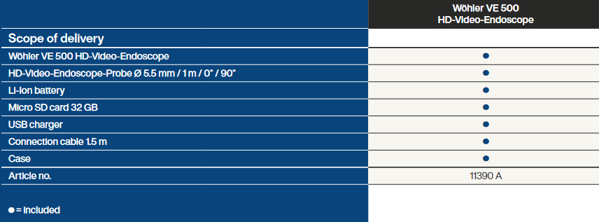 Wöhler VE 500 HD Video Endoscope specifications