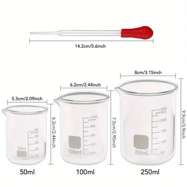 Glass Graduated Measuring Cylinder Set with Beakers and Droppers