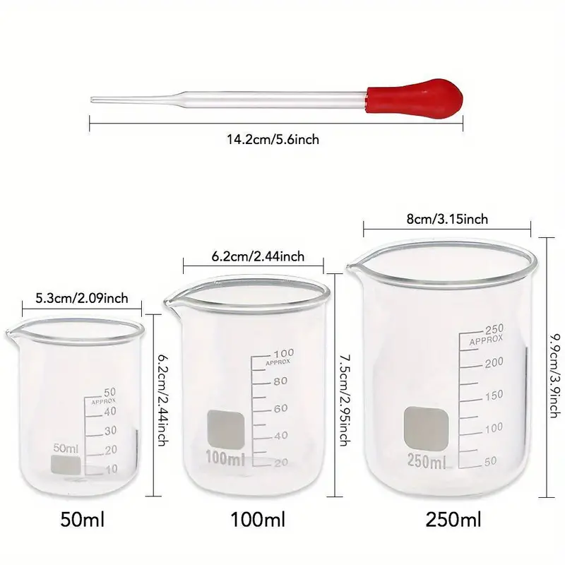 Glass Graduated Measuring Cylinder Set with Beakers and Droppers 2