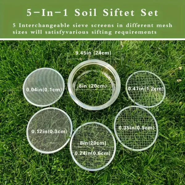 Stainless Steel Soil Sifter Set with Interchangeable Mesh Screens